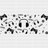 Gamer Headphones Design - Video Games Cup Wrap UV Sticker Permanent UV DTF Decal ready2transfer