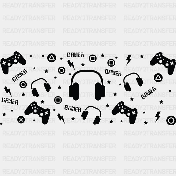 Gamer Headphones Design - Video Games Cup Wrap UV Sticker Permanent UV DTF Decal