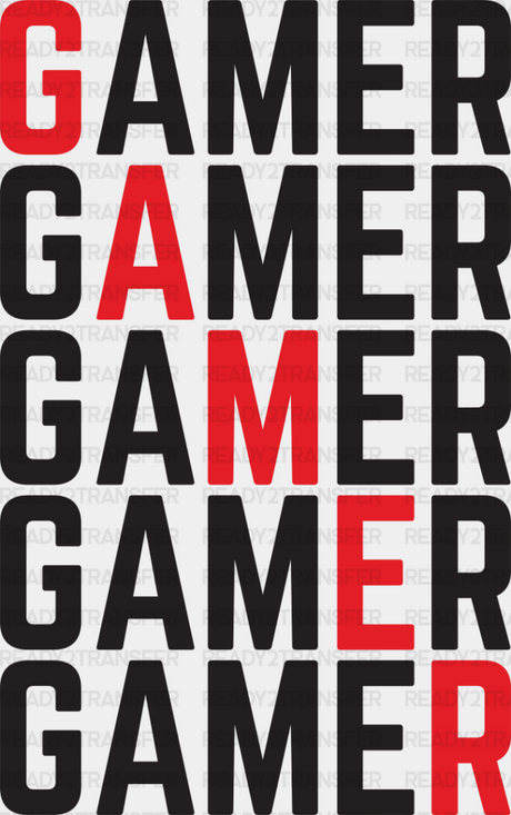 Gamer Red Diagonal - Video Game Dtf Heat Transfer