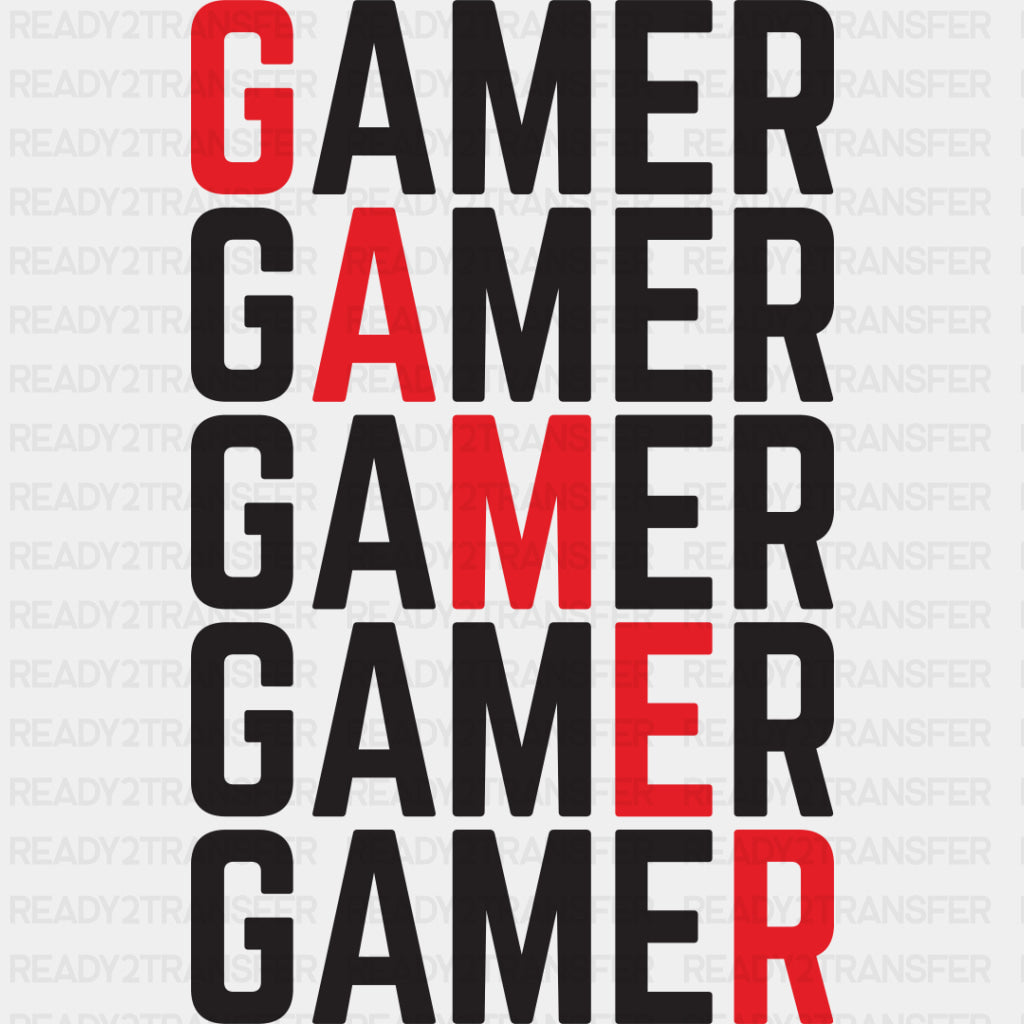 Gamer Red Diagonal - Video Game DTF Heat Transfer ready2transfer