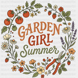 Garden Girl Summer - Gardening DTF Transfers - Adult Unisex - S & M (10’’) / Dark Color Design (See Imaging)