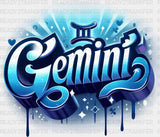 Gemini Blue And Pink - Zodiacs & Horoscopes Dtf Transfer Adult Unisex S M (10’’) / Color Design