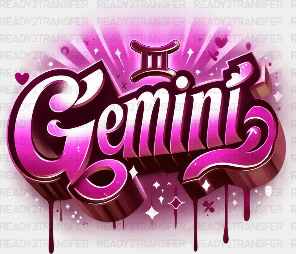 Gemini Blue And Pink - Zodiacs & Horoscopes Dtf Transfer Adult Unisex S M (10’’) / Color Design