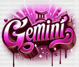 Gemini Blue And Pink - Zodiacs & Horoscopes Dtf Transfer Adult Unisex S M (10’’) / Color Design