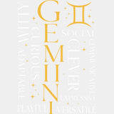 Gemini Qualities Yellow - Zodiacs & Horoscopes DTF Transfers - Adult Unisex - S & M (10’’) / Light Color Design (See