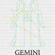 Gemini Teal Constellation - Zodiacs & Horoscopes DTF Transfers - Adult Unisex - S & M (10’’) / Dark Color Design (See