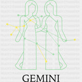 Gemini Teal Constellation - Zodiacs & Horoscopes DTF Transfers - Adult Unisex - S & M (10’’) / Dark Color Design (See