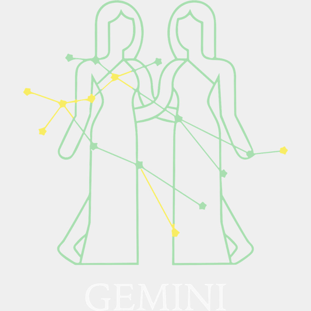 Gemini Teal Constellation - Zodiacs & Horoscopes DTF Transfers - Adult Unisex - S & M (10’’) / Light Color Design (See
