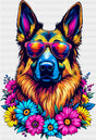 German Shepherd Colorful Flowers - Dogs DTF Transfer