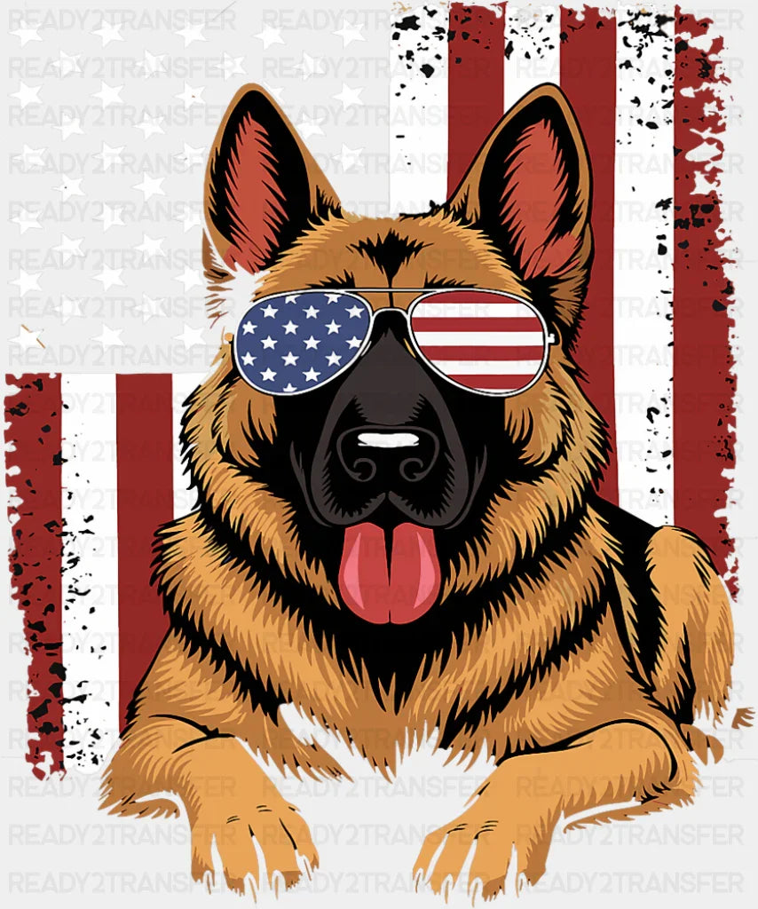 German Shepherd US Flag - Dogs DTF Transfer