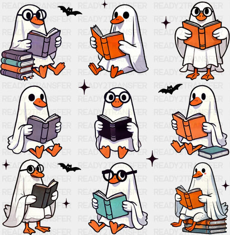Ghost Geese Reading Halloween DTF Transfer Adult Unisex S & M (10’’) / Dark Color Design (See Imaging)