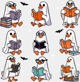 Ghost Geese Reading Halloween DTF Transfer Adult Unisex S & M (10’’) / Light Color Design (See Imaging)