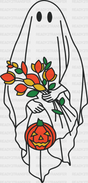 Ghost Holding Flowers DTF Transfer - ready2transfer