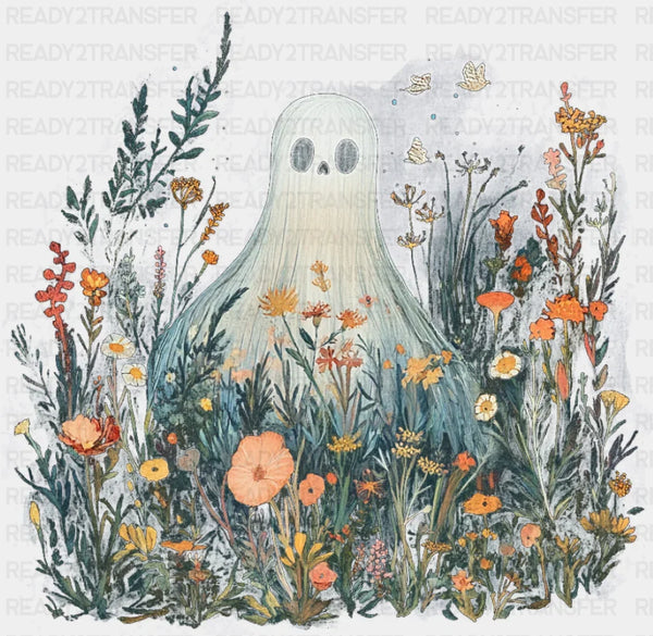Ghost In Flowers 2 - Halloween DTF Transfer