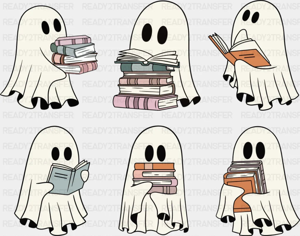 Ghost Reading Books Halloween DTF Transfer