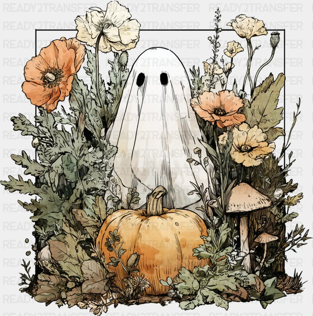 Ghost With Pumpkin - Halloween DTF Transfer ready2transfer