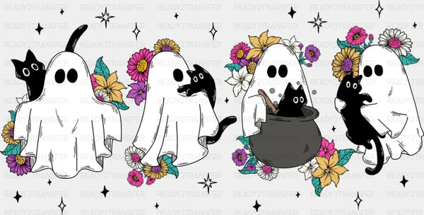 Ghosts, Flowers And Cats - Halloween DTF Transfer