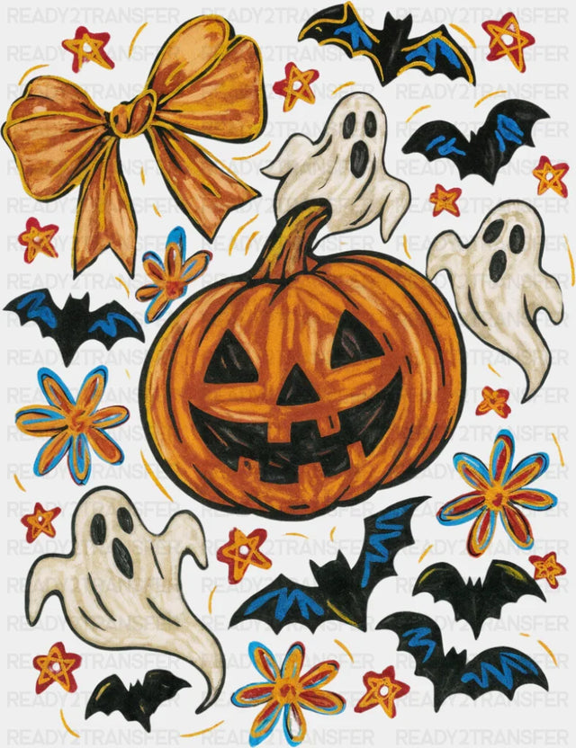 Ghosts Pumpkin Flowers - Halloween DTF Transfer