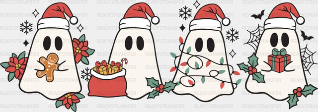 Ghosts With Hats - Christmas Dtf Transfer Adult Unisex S & M (10’’) / Dark Color Design (See