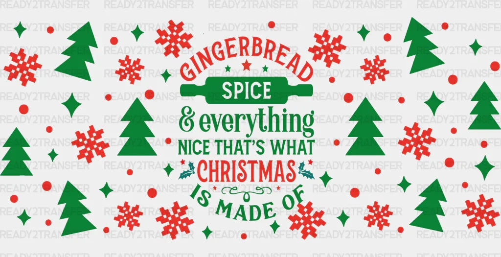 Gingerbread Spice - Christmas Cup Wrap Uv Sticker Permanent Dtf Decal