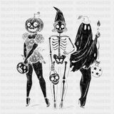 Girl, Skeleton, Ghost - Skeleton DTF Transfers ready2transfer Dark Color Design (See Imaging)