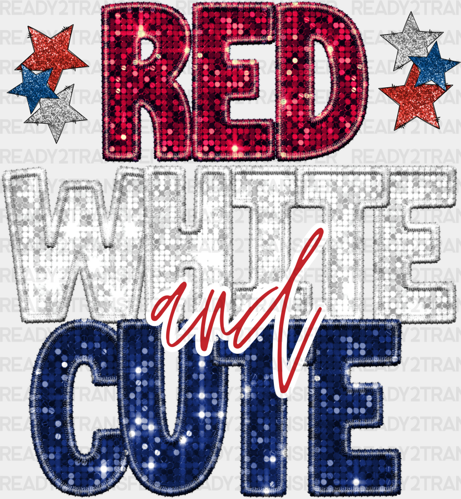 Glitter Red White And Cute 4Th Of July Dtf Transfer