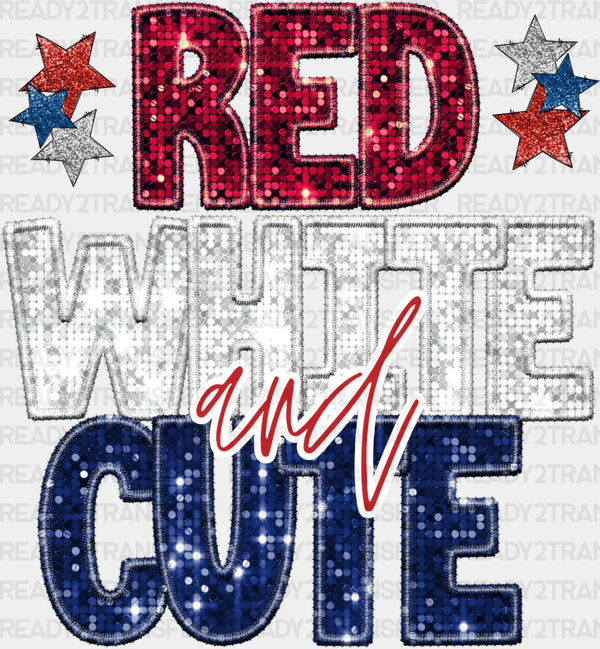 Glitter Red White And Cute 4th Of July DTF Transfer