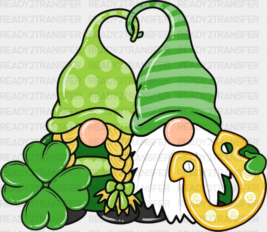 Gnome Couple St. Patrick’s Day Dtf Heat Transfer Saint Patricks Design St Paddys