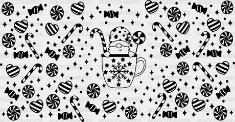 Gnome In A Cup - Christmas Wrap Uv Sticker Permanent Dtf Decal