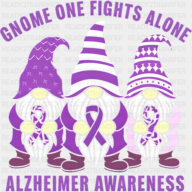 Gnome One Fights Alone - Alzheimer's Awareness DTF Transfer ready2transfer