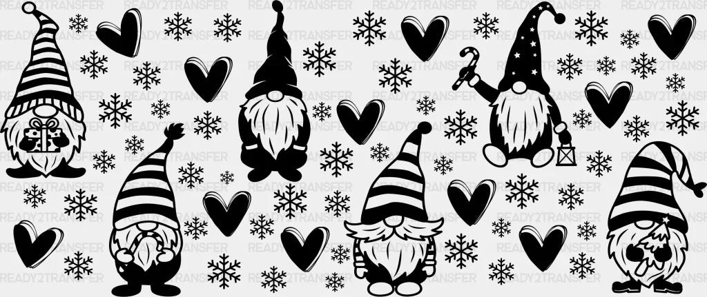 Gnome Snowflake Design - Christmas Cup Wrap Uv Sticker Permanent Dtf Decal
