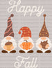 Gnomes Happy FALL DTF Transfer ready2transfer White