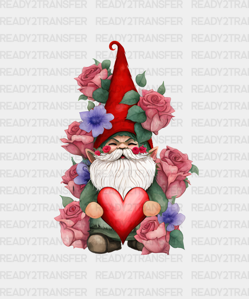 Gnomies Heart In Flowers Dtf Transfer