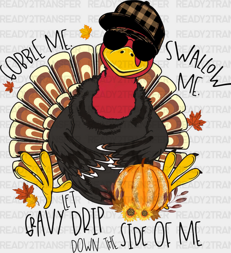 Gobble Me Swallow - Thanksgiving Dtf Transfer Adult Unisex S & M (10’’) / Dark Color Design