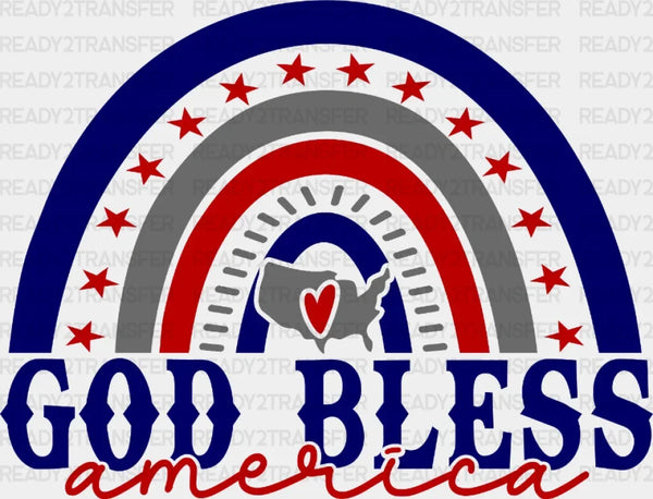 God Bless America Rainbow 4th Of July DTF Heat Transfer, Independence Day Design, Fourth Of July DTF