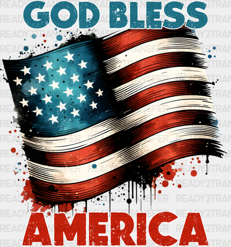 God Bless America Us Flag Design - Military Dtf Heat Transfer