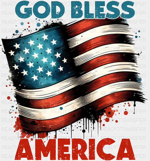 God Bless America US Flag Design - Military DTF Heat Transfer