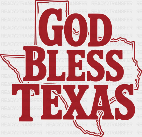 God Bless Texas Red Design - States & Cities DTF Transfer
