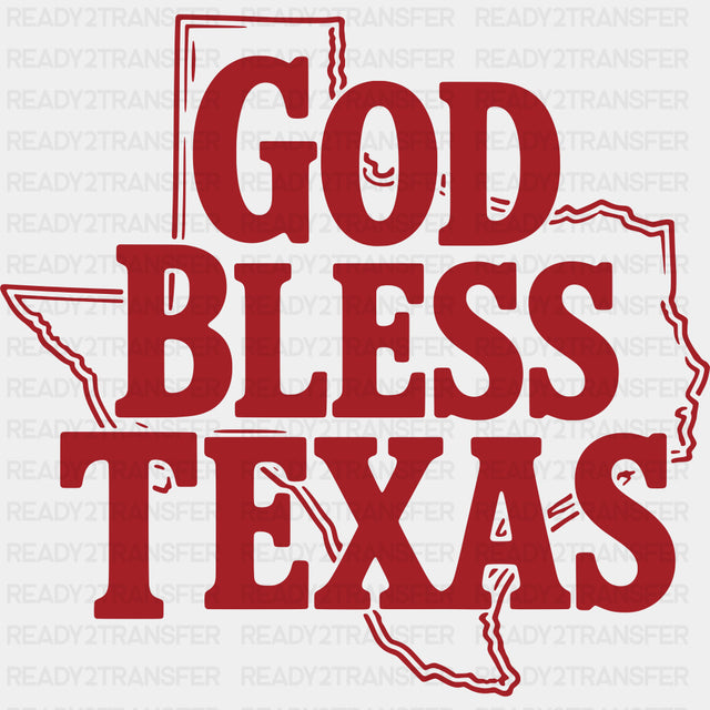 God Bless Texas Red Design - States & Cities DTF Transfer ready2transfer