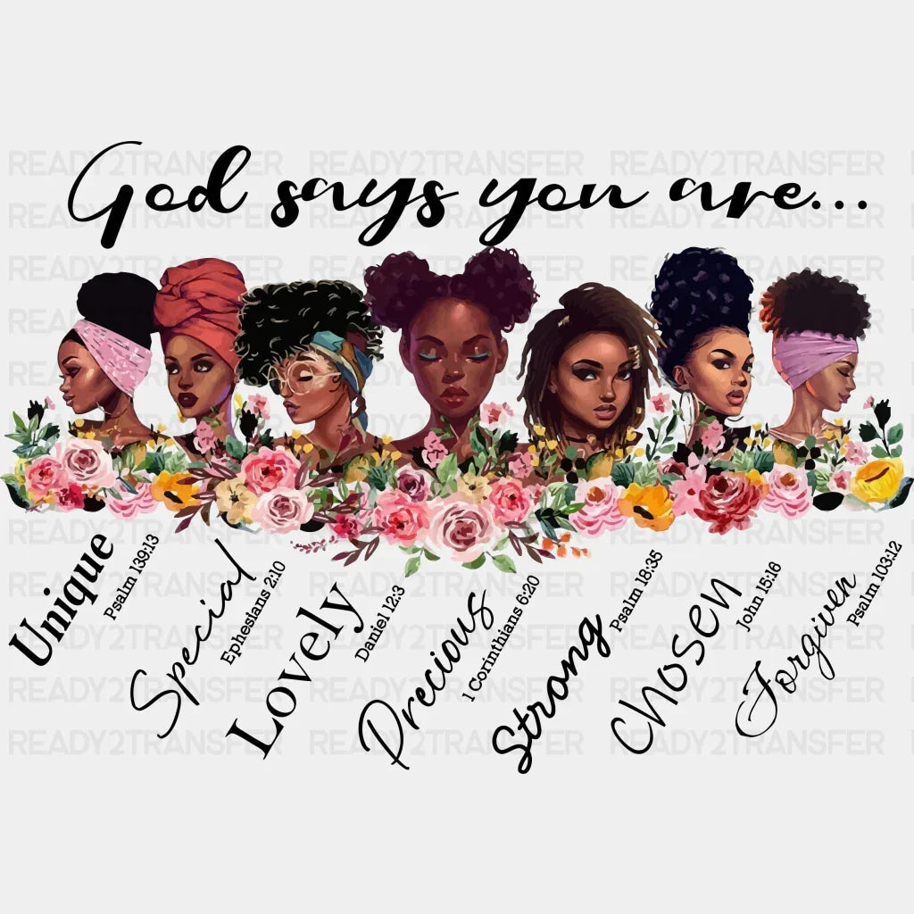 God Says You Are Blm Dtf Transfer Adult Unisex - S & M (10’) / Black