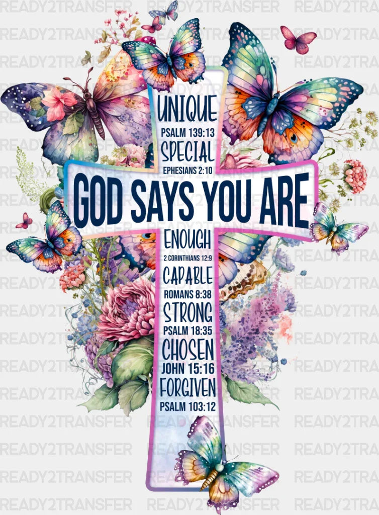 God Says You Are Butterfly Colorful Design - Christianity Dtf Transfer
