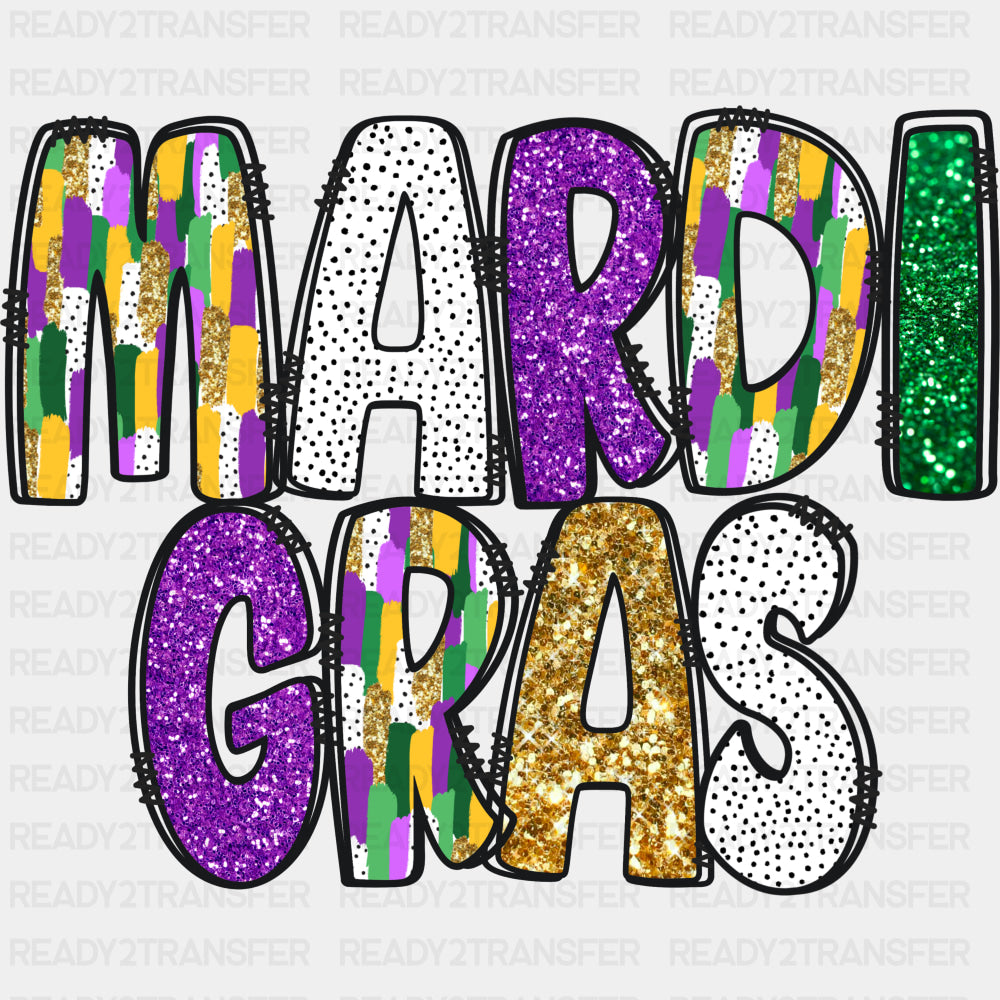 Gold & Purple Glitter Mardi Gras - Mardi Gras DTF Transfers ready2transfer