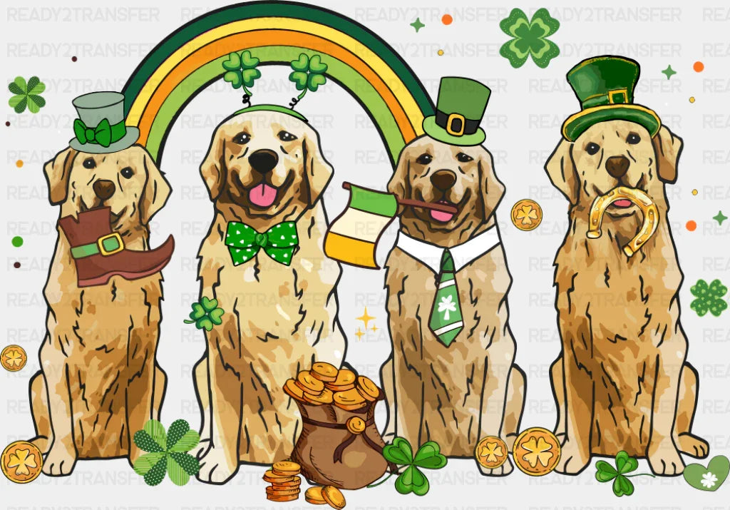 Golden Retrievers Rainbow Design - St. Patrick’s Day DTF Transfer