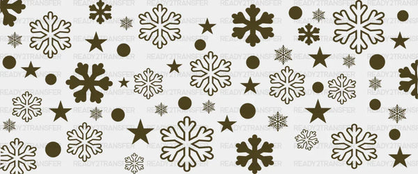 Golden Snowflakes - Christmas Cup Wrap UV Sticker Permanent UV DTF Decal