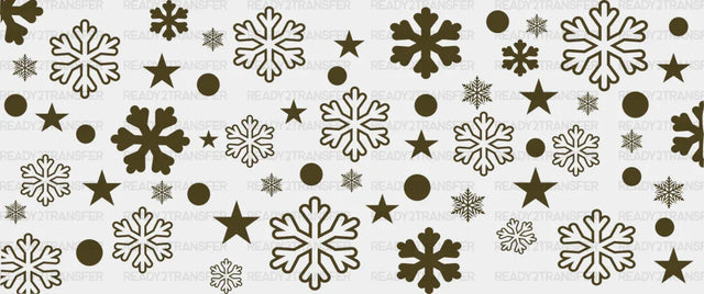 Golden Snowflakes - Christmas Cup Wrap Uv Sticker Permanent Dtf Decal