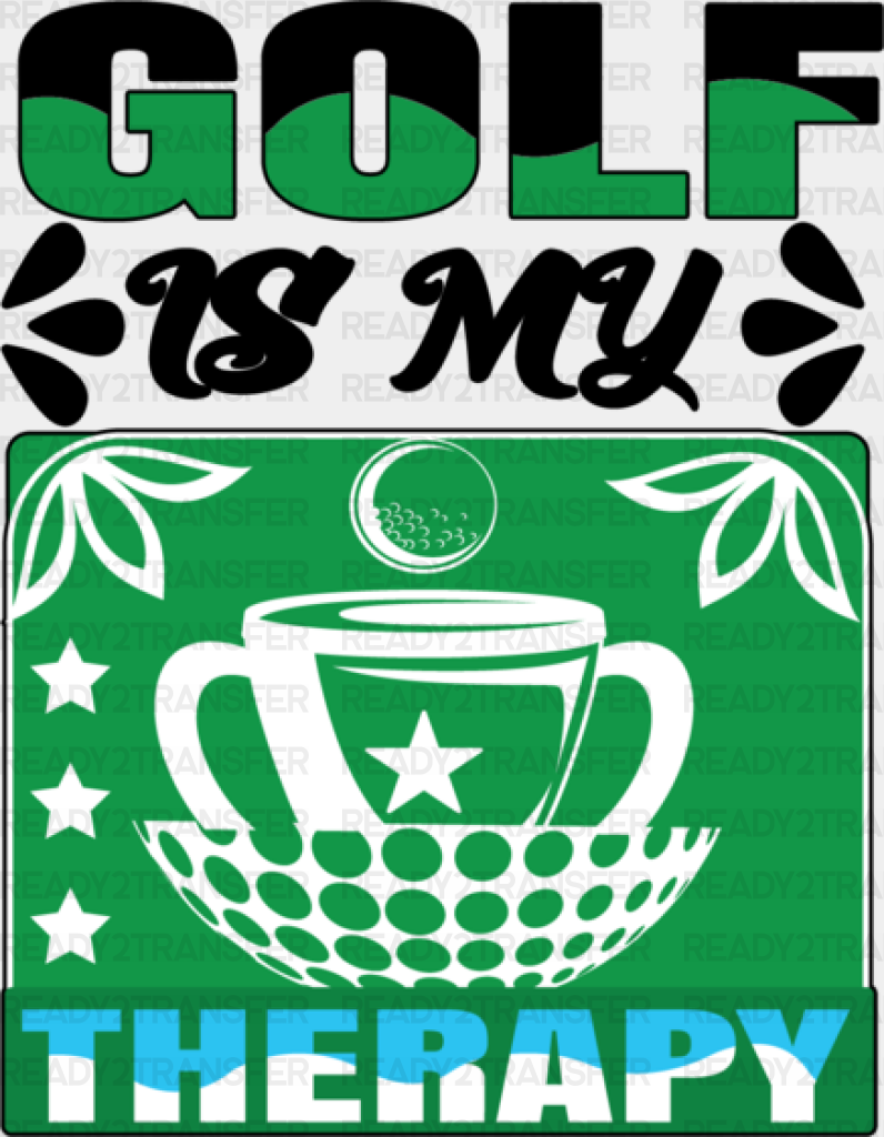 Golf Is My Therapy - Dtf Heat Transfer Adult Unisex S & M (10’’) / Black