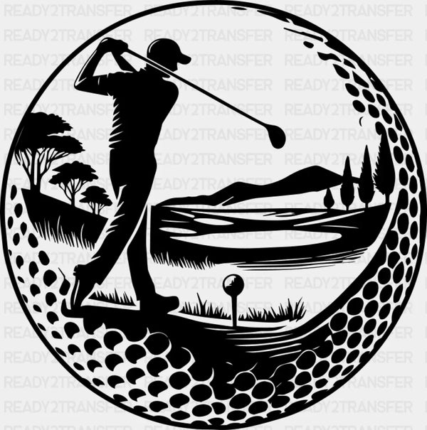 Golf Swing B&W Design - Golf DTF Transfer