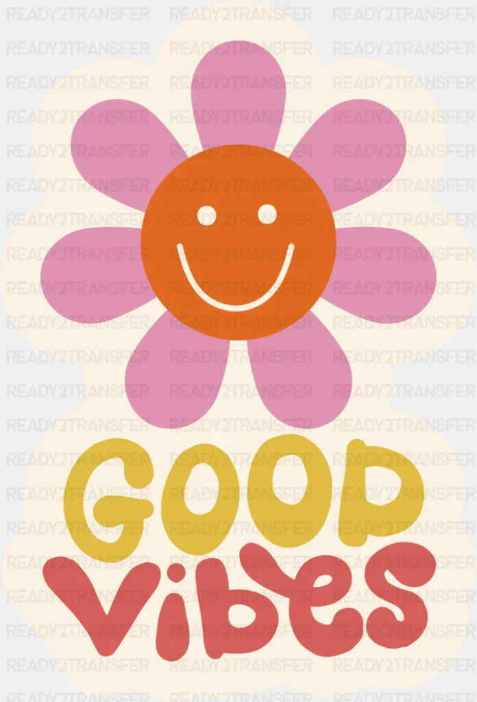Good Vibes Pink Smiley Flower - Minimal UV Sticker Permanent UV DTF Decal