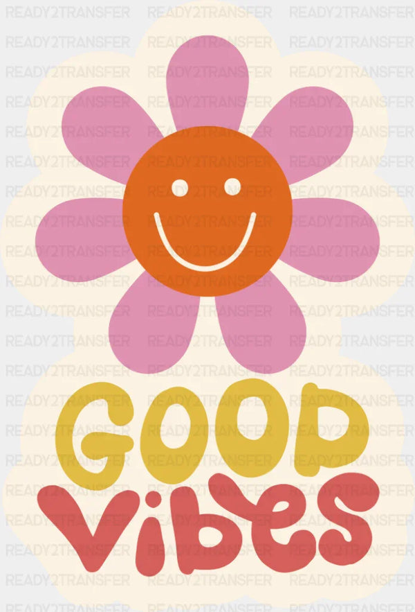Good Vibes Pink Smiley Flower - Minimal UV Sticker Permanent UV DTF Decal