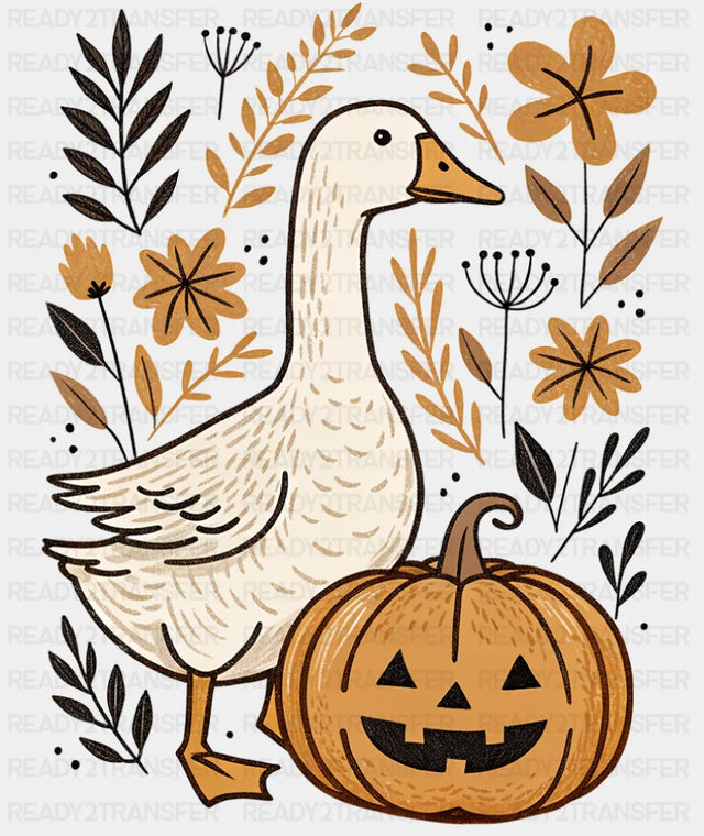 Goose, Pumpkin & Flowers - Halloween DTF Transfer ready2transfer